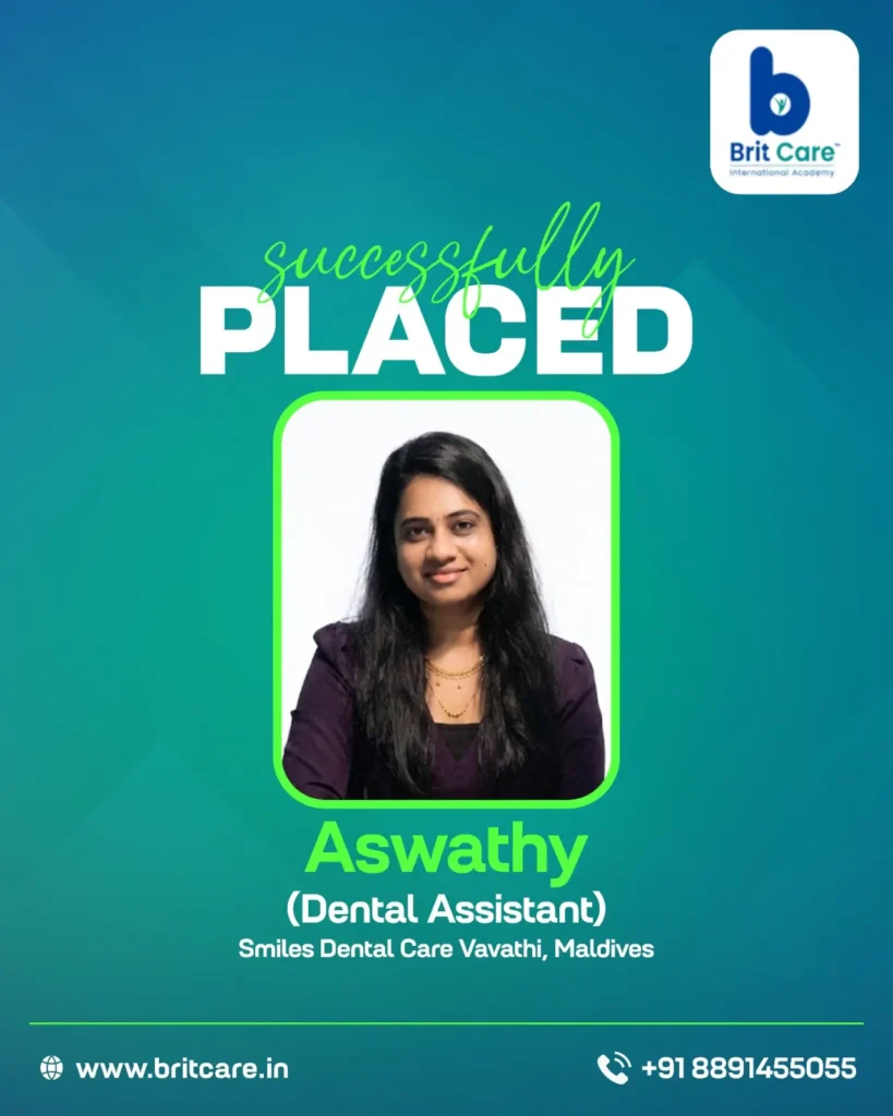 Successful dental assistant placement student at Britcare International Academy