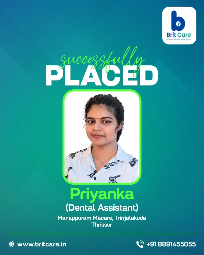 Successful dental assistant placement student Priyanka at Britcare